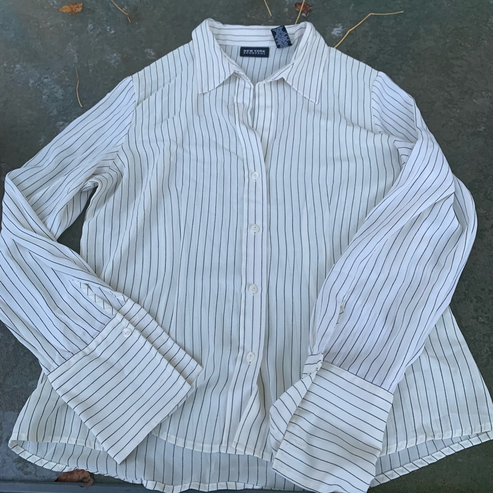 Striped New York and Company Button Down Blouse